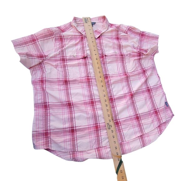 Eddie Bauer Womens Adventure Shirt XXL Pink Plaid Short Sleeve Button-Up Hiking - Picture 10 of 16